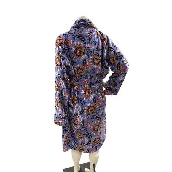 Vera Bradley Womens Purple Plush Floral Luxurious Bathrobe Mural Garden Sz 2X-3X - Picture 2 of 9